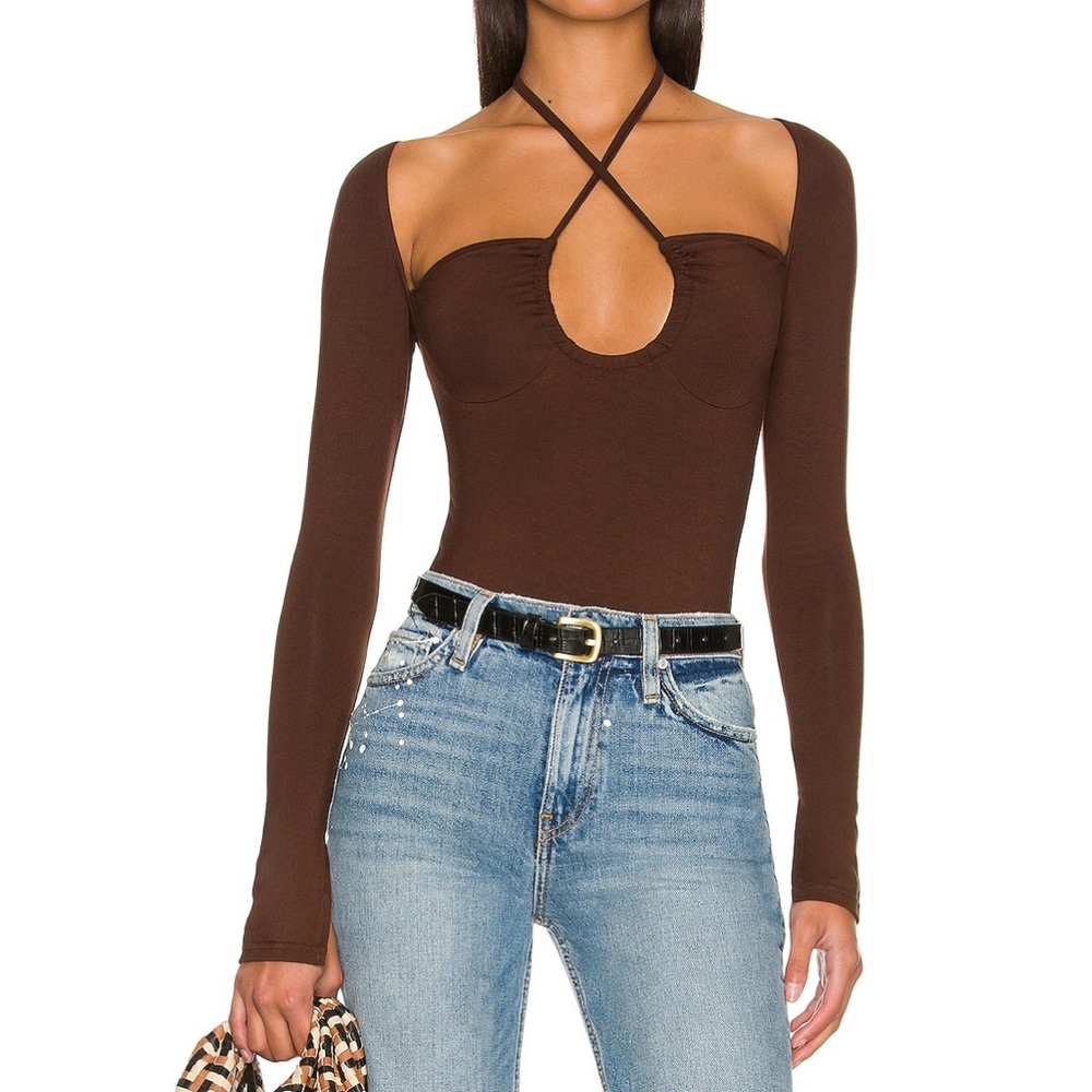 superdown Brown Long Sleeve Bodysuit